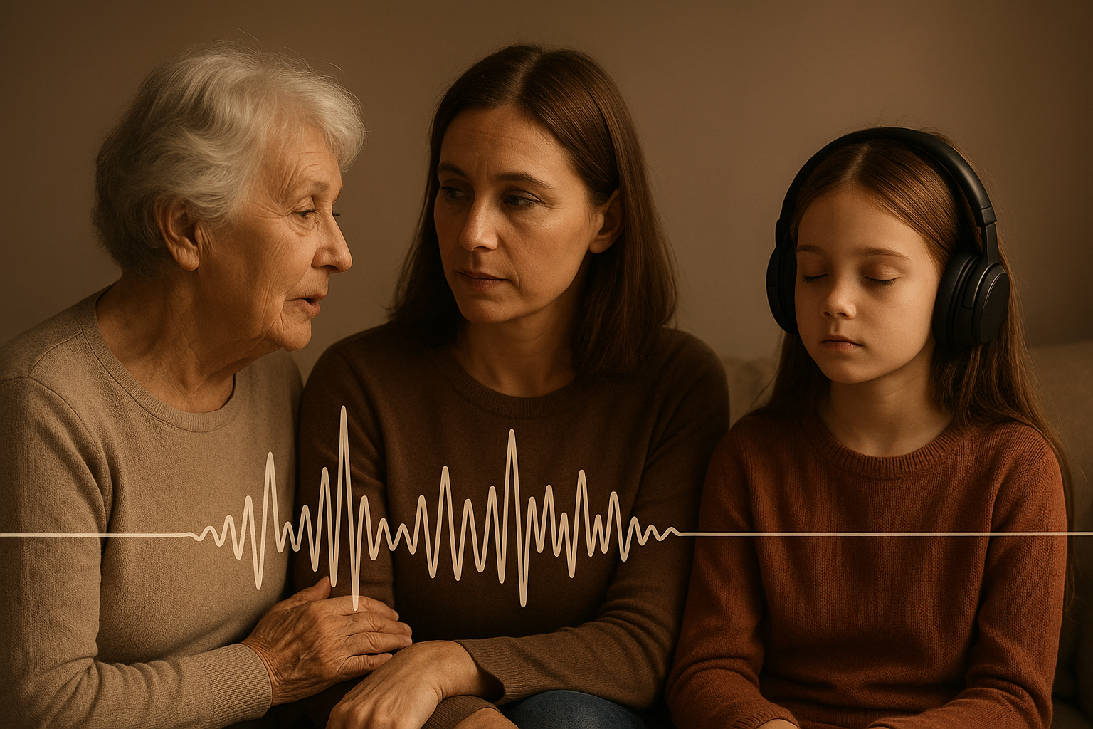 Three generations connecting